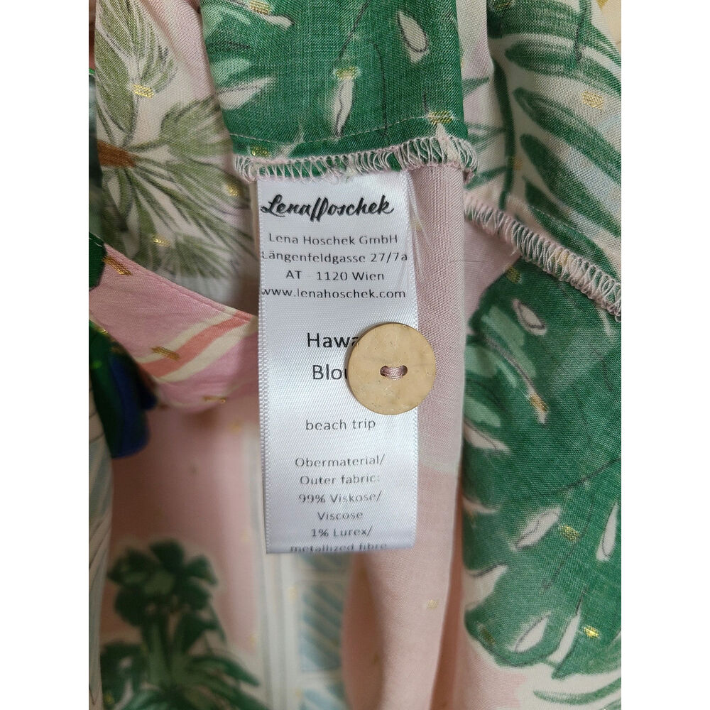Lena Hoschek "Beach Trip" Hawaii Blouse - Lurex Shimmer Postcard Print Size S - Picture 7 of 7